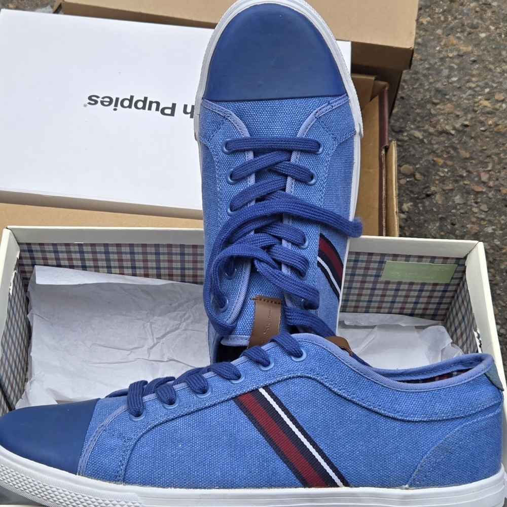 Ben Sherman Blue Canvas Sneakers with Stripe Accent